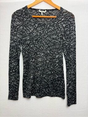 BKE Buckle Black Gray Abstract Print Top S
